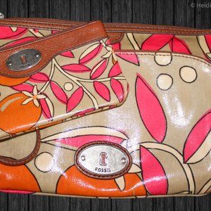 FOSSIL Key Per Crossbody Orange Blossom Bag L@@K W/Matching Cosmetic Pouche